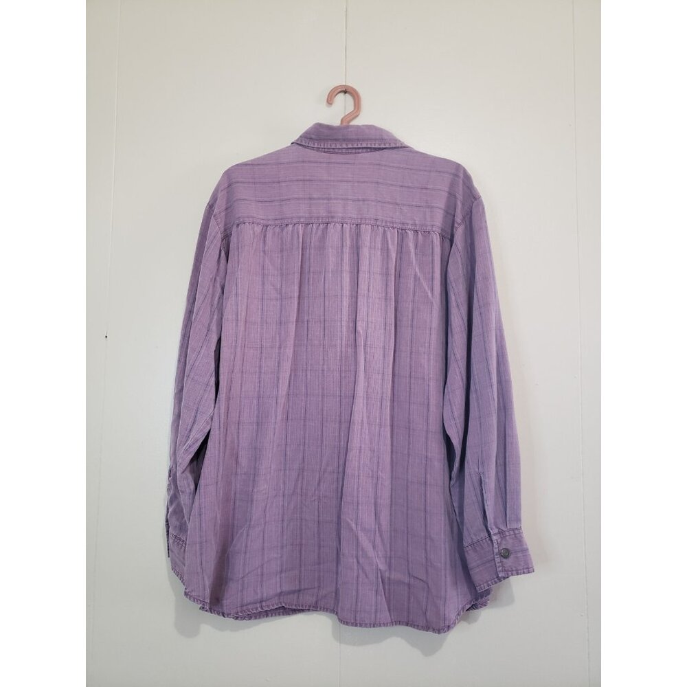 Vtg J Jill 90s Womens XL Shirt Button Up Purple Striped Outdoors Indie Tencel - Picture 2 of 5